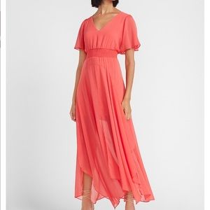 Smocked Waist Flutter Sleeve Midi Dress